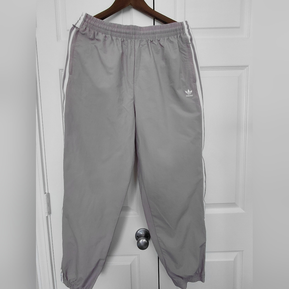 Adidas Womens  Light Lilac   Joggers with White Side Stripes Size XL
